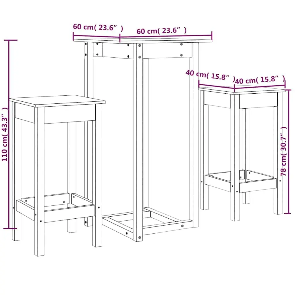 3 Piece Bar Set for Casual Gatherings