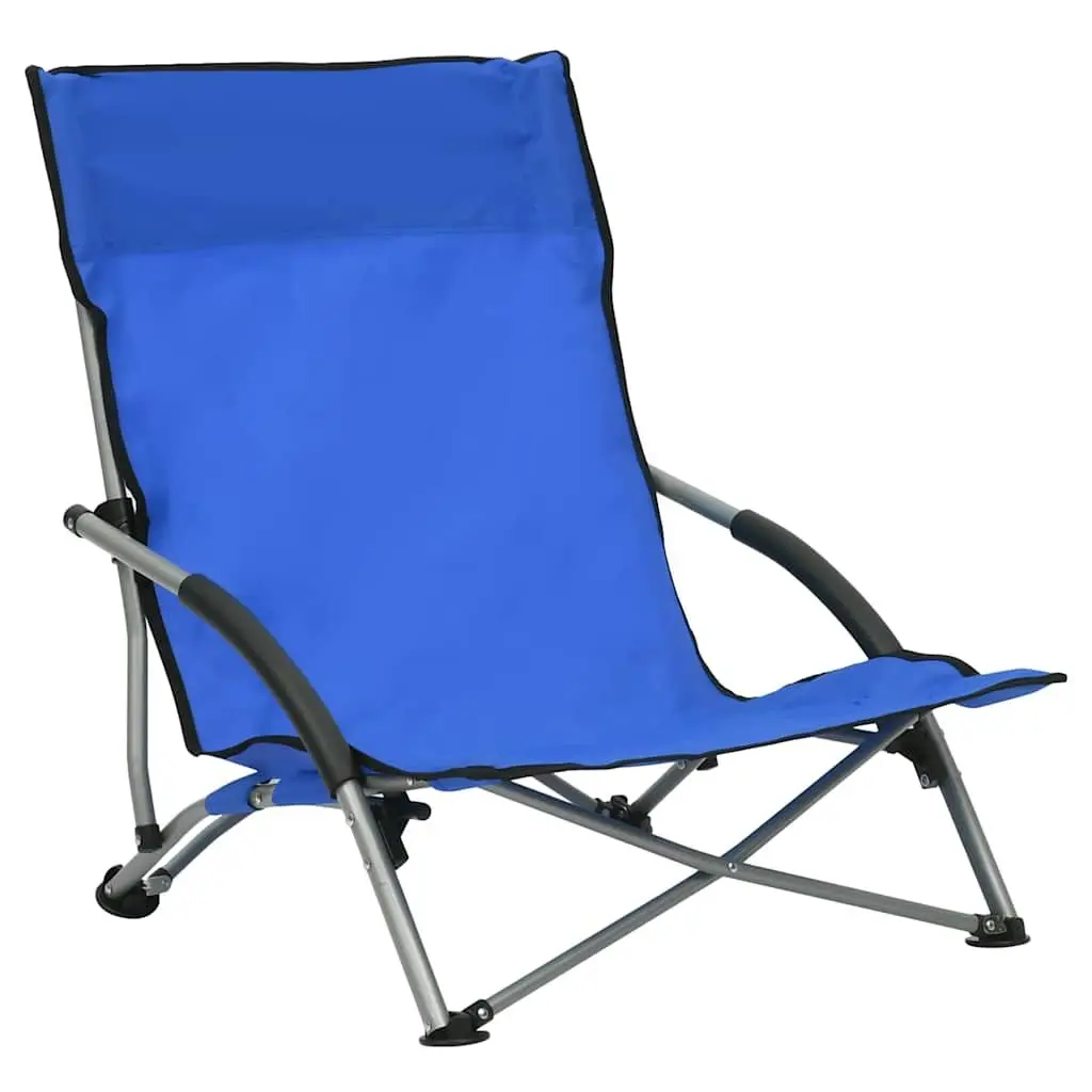 Folding Beach Chairs Portable Blue Fabric Outdoor Seating 2 Piece