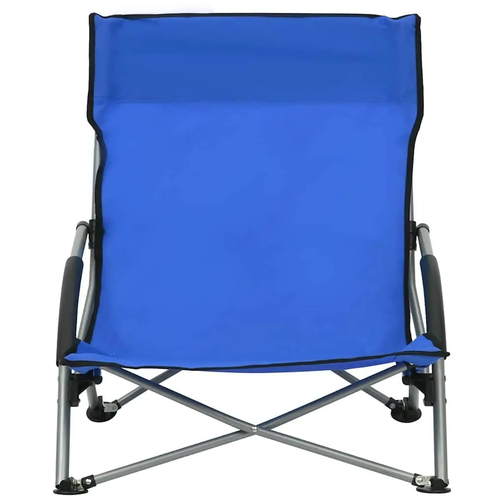 Folding Beach Chairs Portable Blue Fabric Outdoor Seating 2 Piece