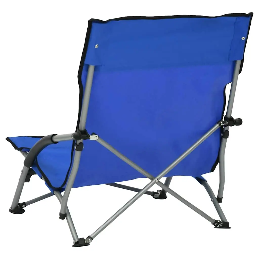 Folding Beach Chairs Portable Blue Fabric Outdoor Seating 2 Piece