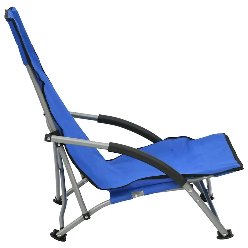 Folding Beach Chairs Portable Blue Fabric Outdoor Seating 2 Piece