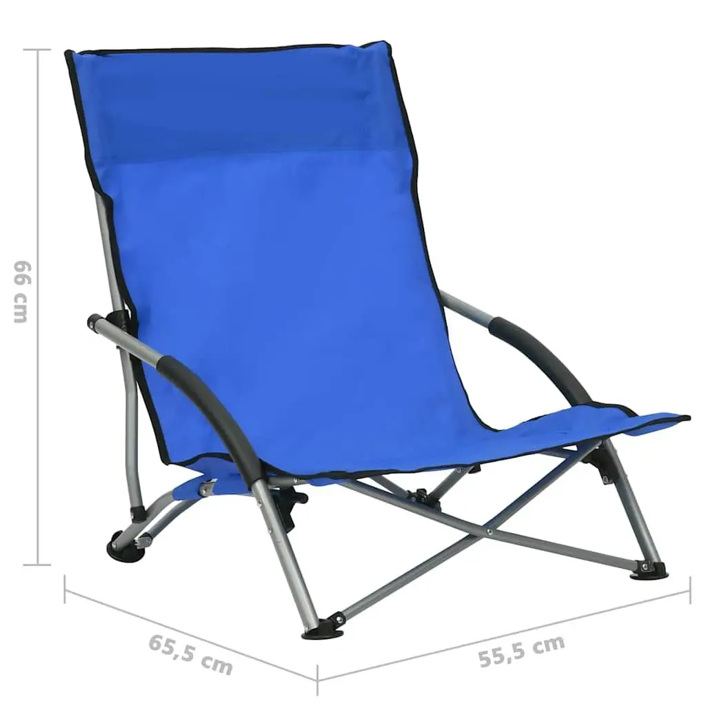 Folding Beach Chairs Portable Blue Fabric Outdoor Seating 2 Piece