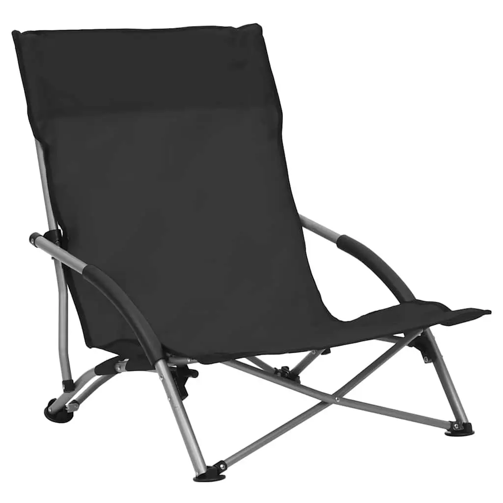 Folding Beach Chairs Portable Lightweight Black Set of 2
