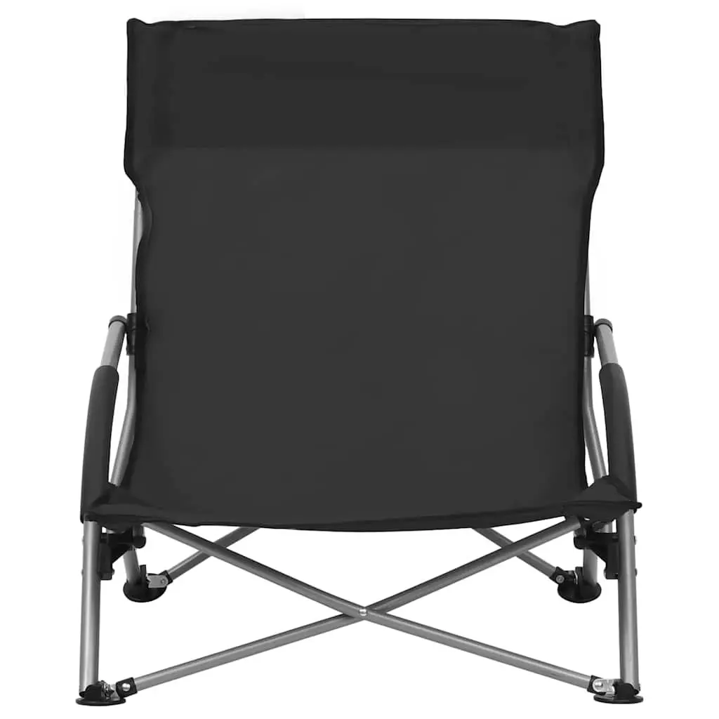 Folding Beach Chairs Portable Lightweight Black Set of 2