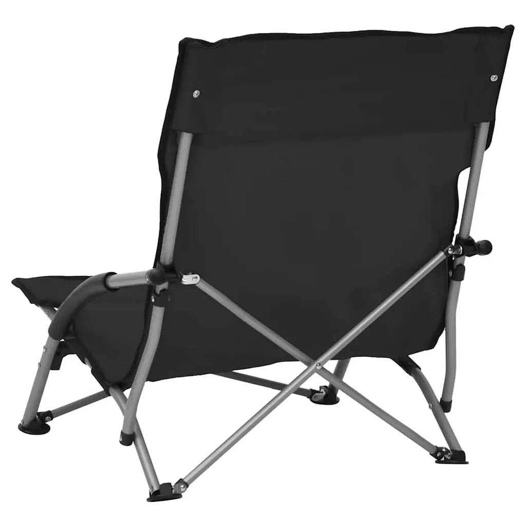 Folding Beach Chairs Portable Lightweight Black Set of 2