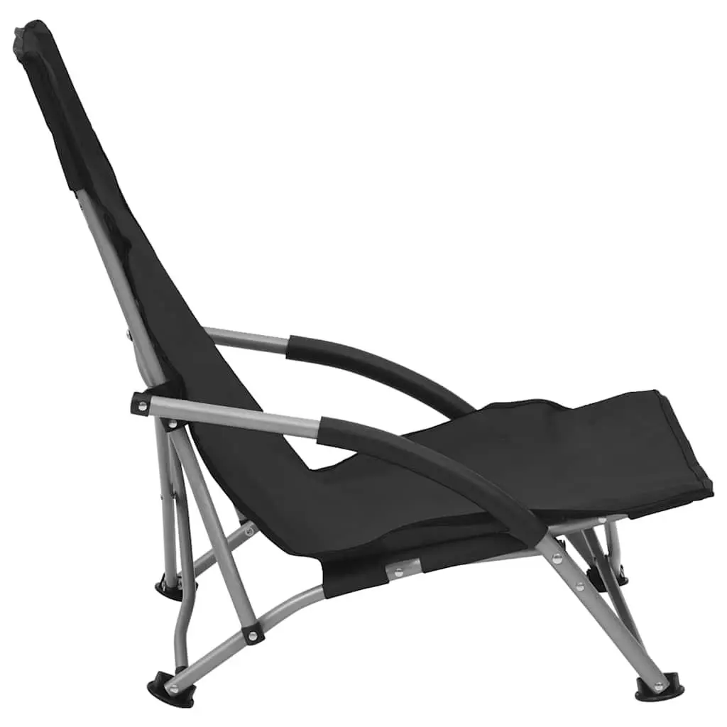 Folding Beach Chairs Portable Lightweight Black Set of 2