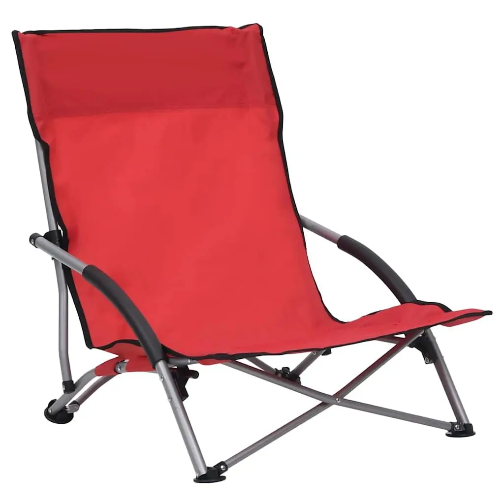 Folding Beach Chairs Oxford Fabric Red 2 Pieces Outdoor Camping Seating