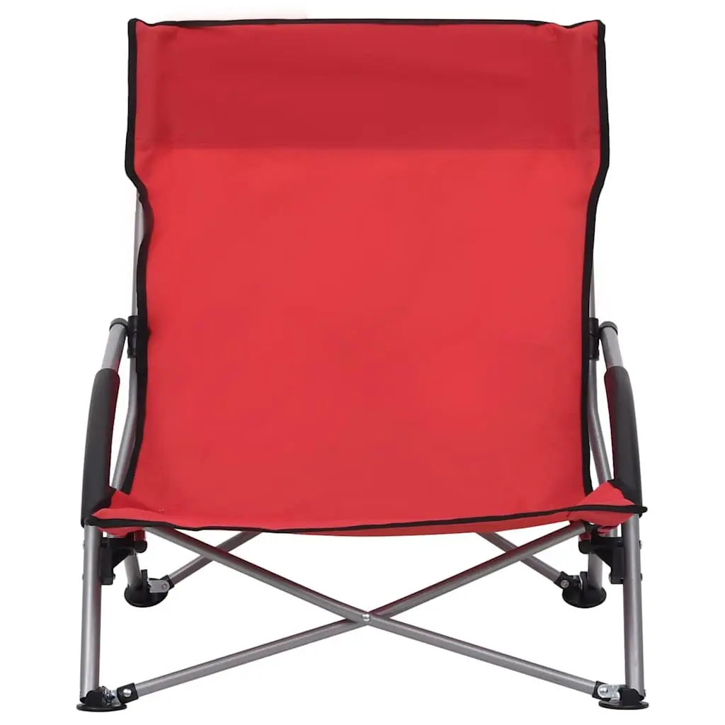 Folding Beach Chairs Oxford Fabric Red 2 Pieces Outdoor Camping Seating