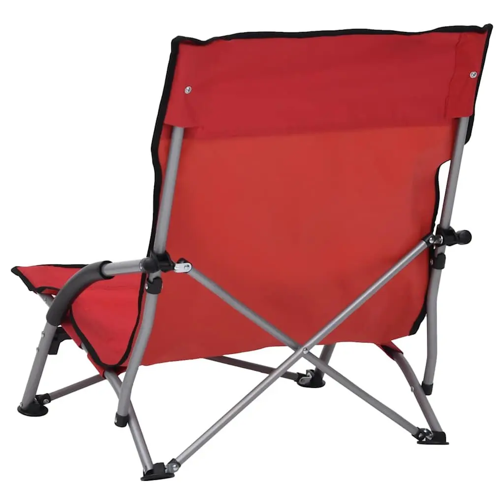 Folding Beach Chairs Oxford Fabric Red 2 Pieces Outdoor Camping Seating