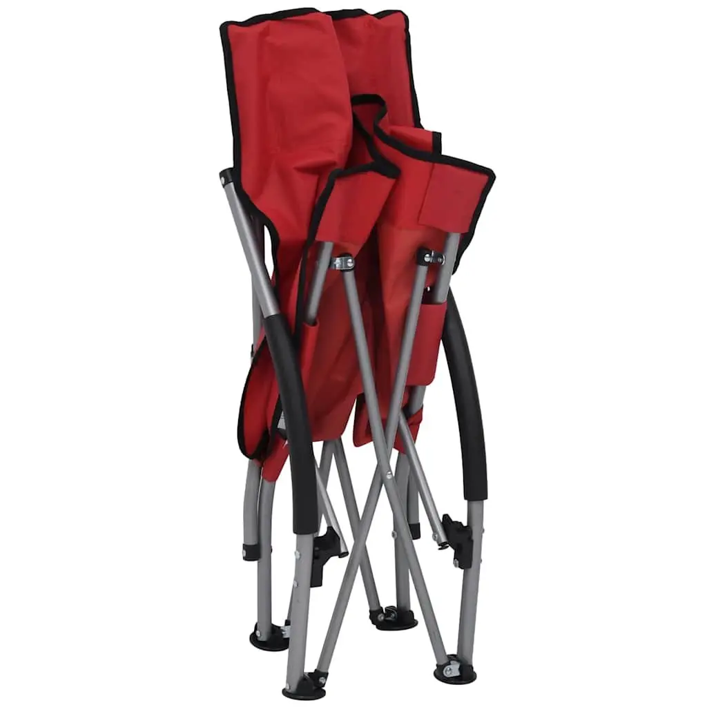 Folding Beach Chairs Oxford Fabric Red 2 Pieces Outdoor Camping Seating