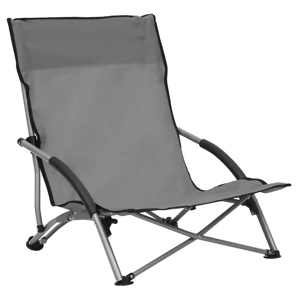 Folding Beach Chairs Lightweight Portable Grey Set of 2