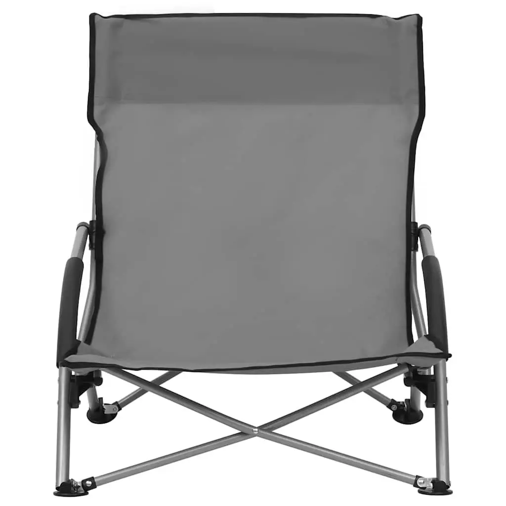 Folding Beach Chairs Lightweight Portable Grey Set of 2