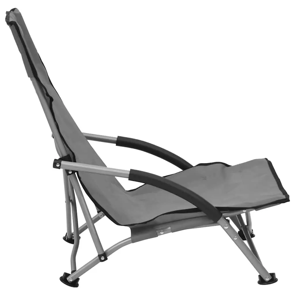 Folding Beach Chairs Lightweight Portable Grey Set of 2