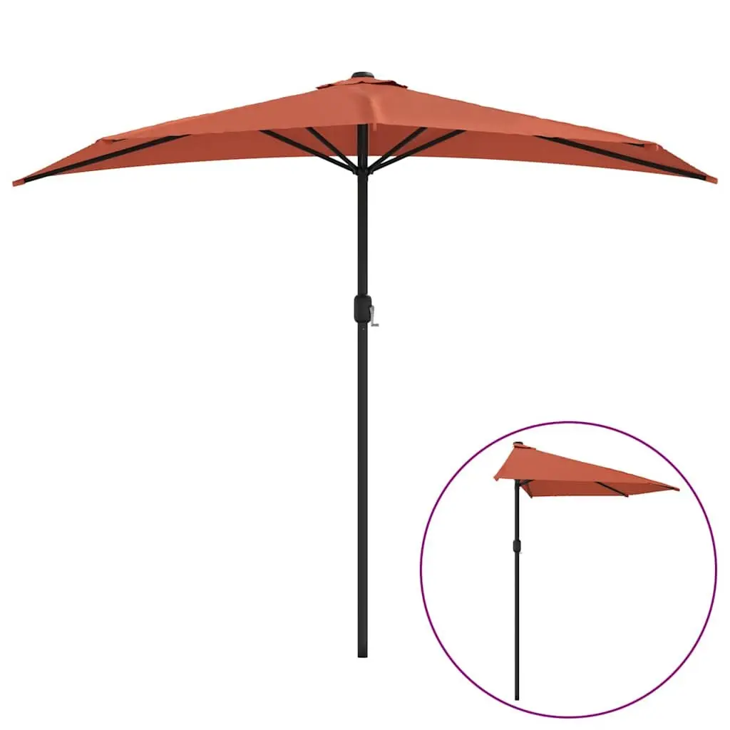 Half Round Balcony Parasol UV Protection Crank 270x144x222 cm