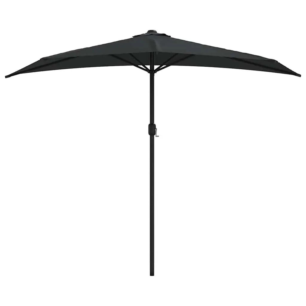 Half Round Balcony Parasol UV Protection Crank Mechanism 270 x 144 x 222 cm Black