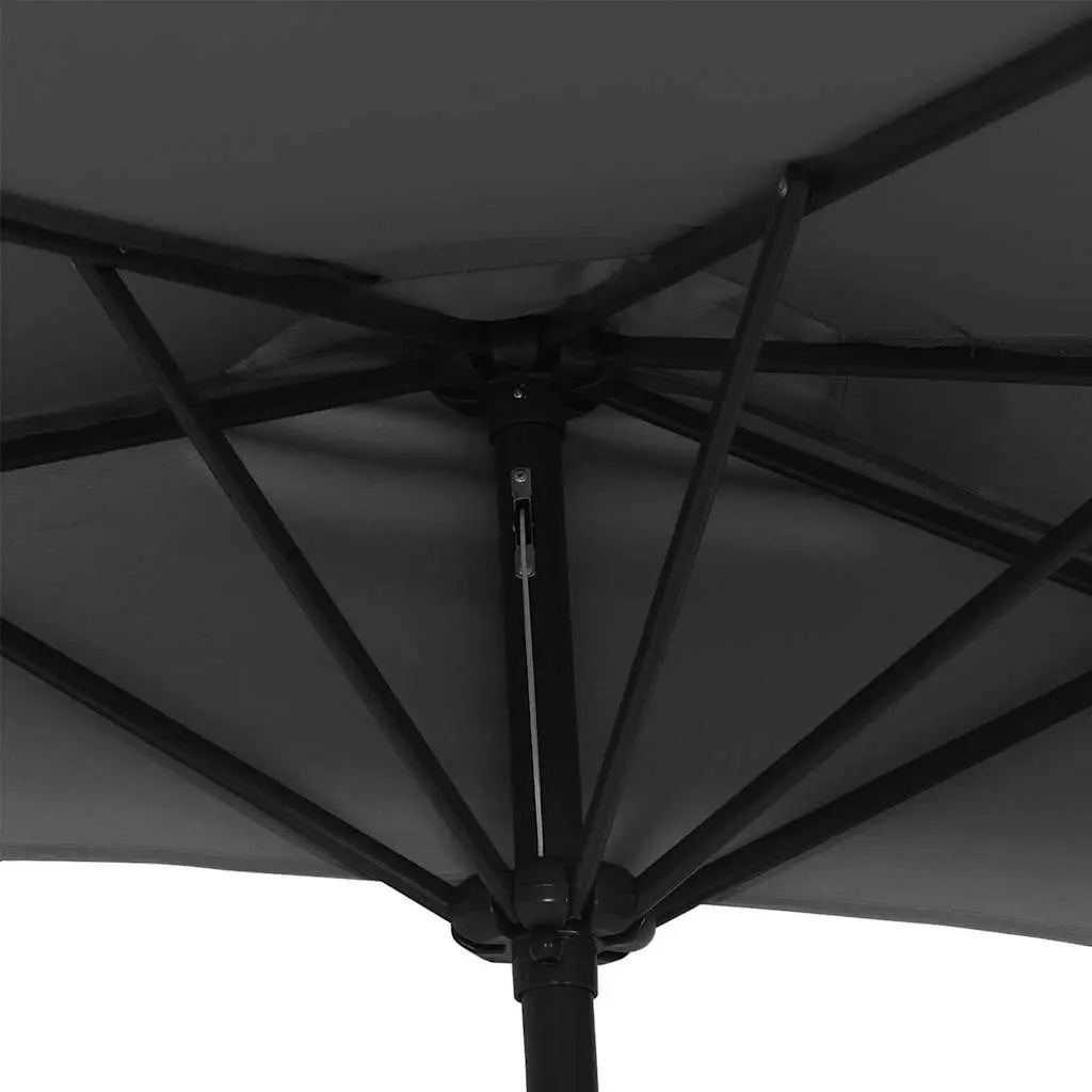 Half Round Balcony Parasol UV Protection Crank Mechanism 270 x 144 x 222 cm Black