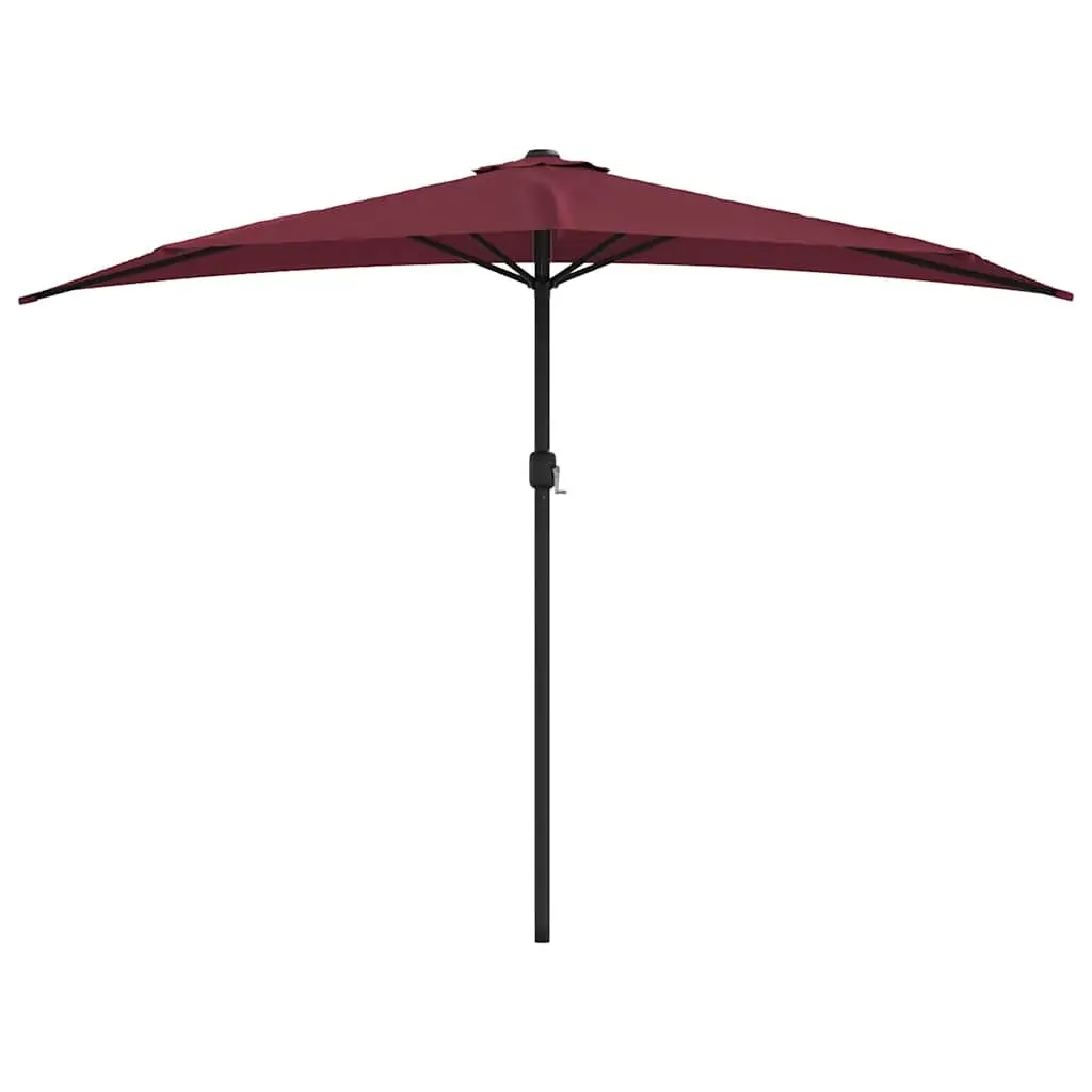 Half-Round Balcony Parasol UV Protective Red Polyester Cover Aluminium Pole 300L x 155W x 223H cm