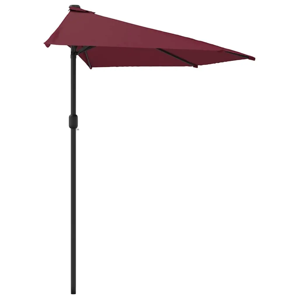 Half-Round Balcony Parasol UV Protective Red Polyester Cover Aluminium Pole 300L x 155W x 223H cm