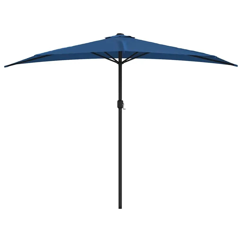 Half Round Balcony Parasol Outdoor Sun Shade UV Protection Crank Opening Blue