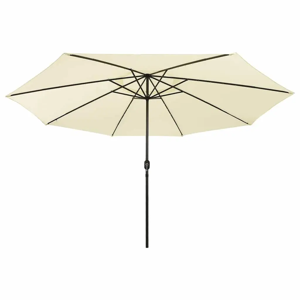 Garden Parasol 400 cm Beige with LED Lights Crank Mechanism