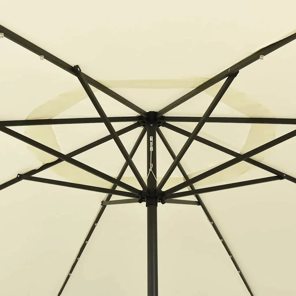 Garden Parasol 400 cm Beige with LED Lights Crank Mechanism