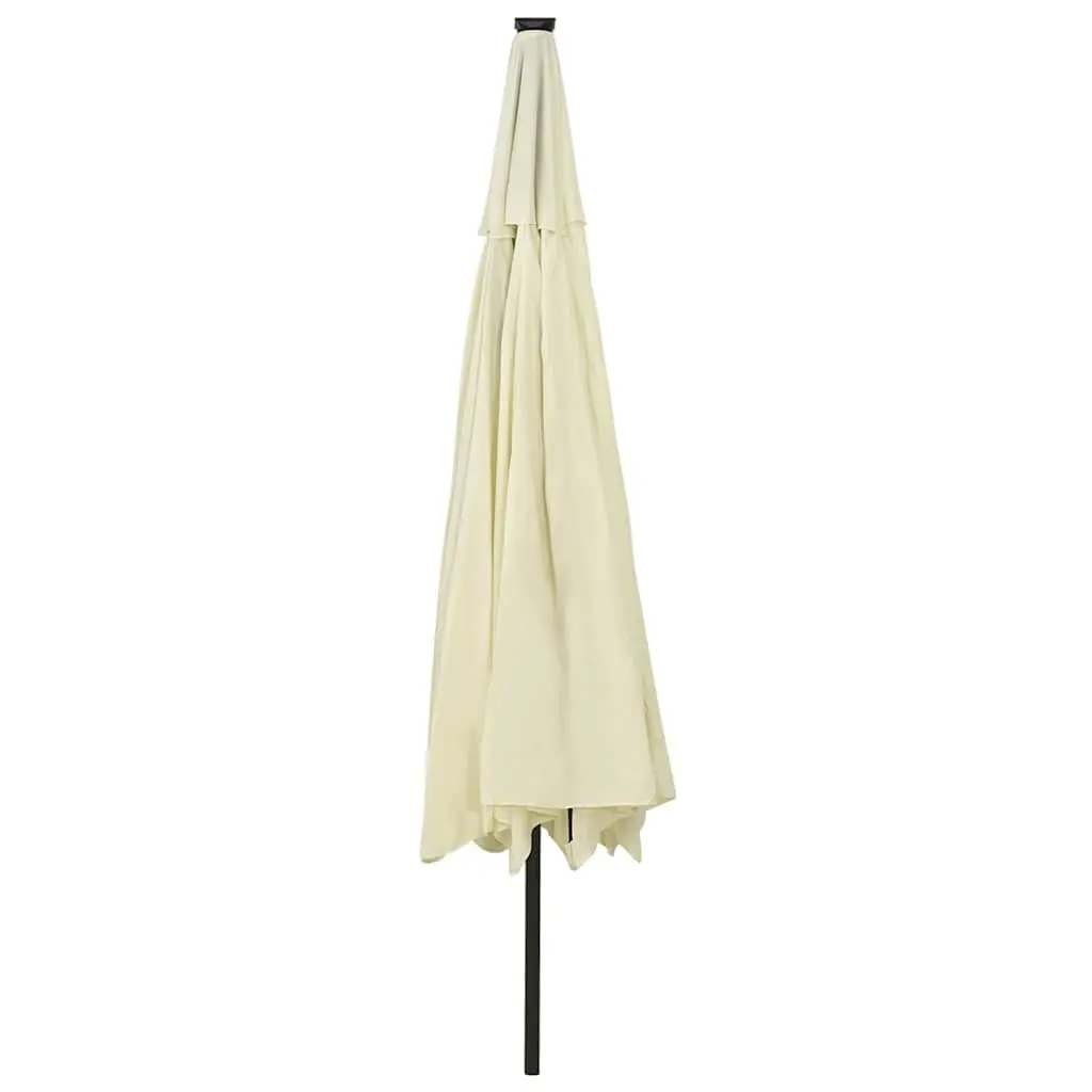 Garden Parasol 400 cm Beige with LED Lights Crank Mechanism