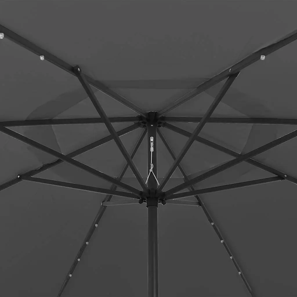 Garden Parasol 400cm LED Lights Anthracite Outdoor Umbrella Shade