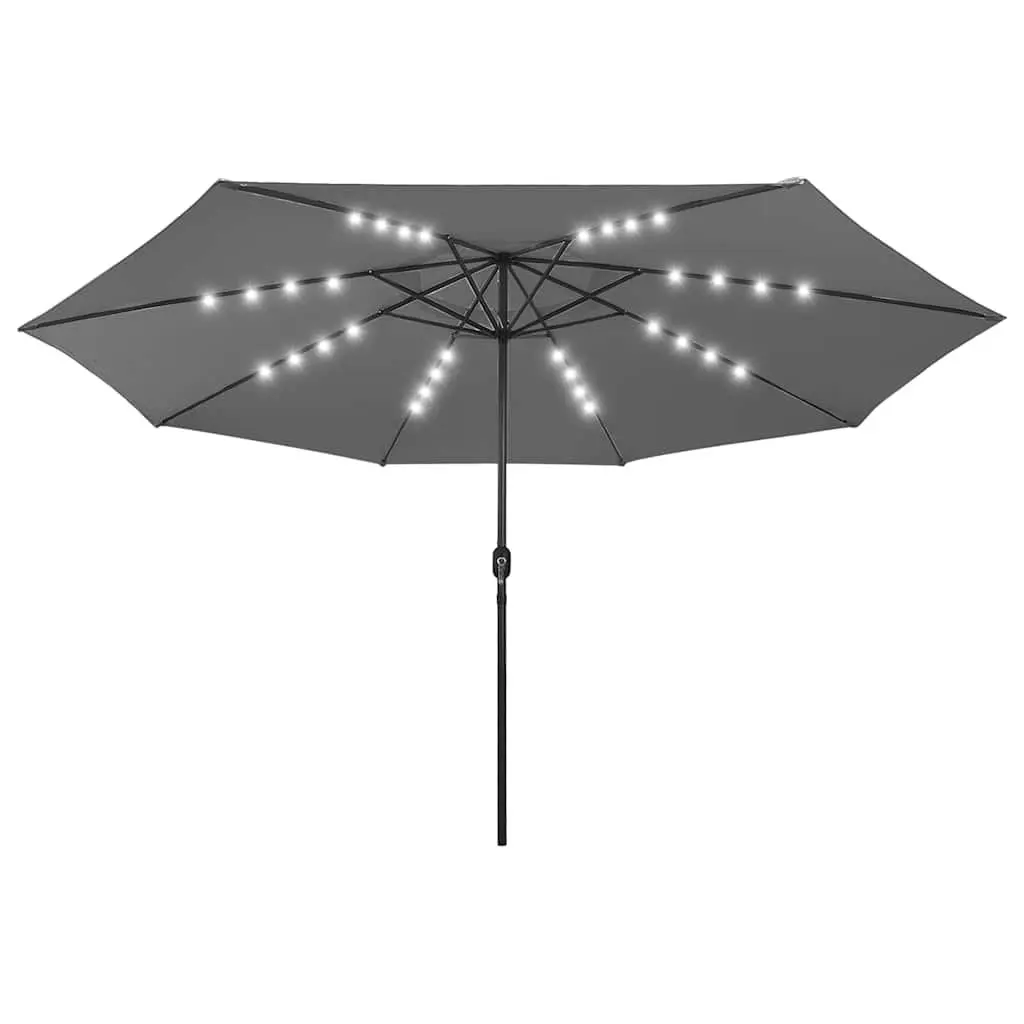 Garden Parasol 400cm LED Lights Anthracite Outdoor Umbrella Shade