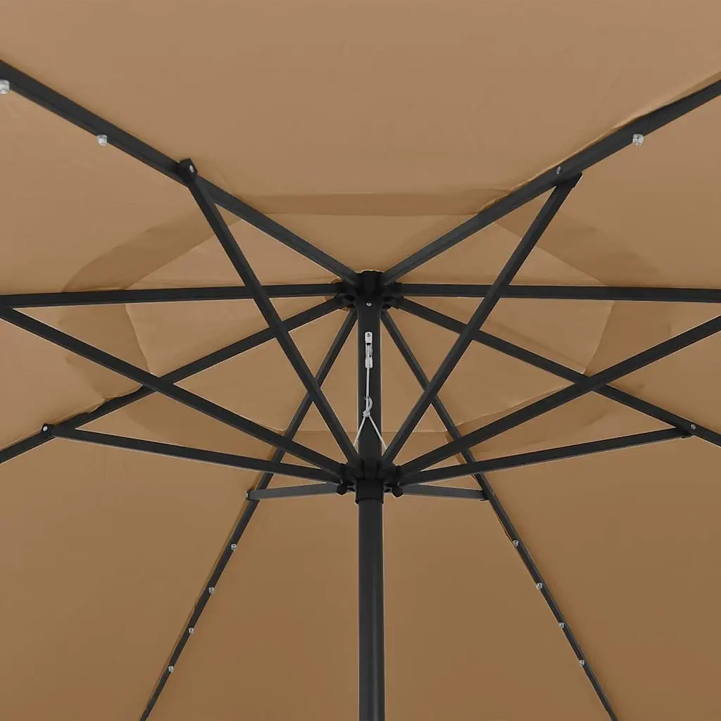 Garden Parasol LED Lights 400cm Taupe Outdoor Sunshade