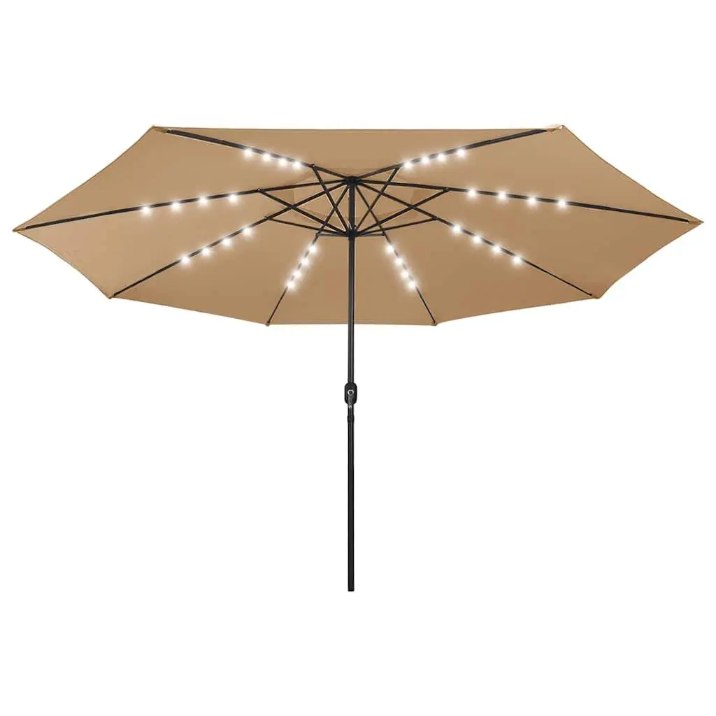 Garden Parasol LED Lights 400cm Taupe Outdoor Sunshade