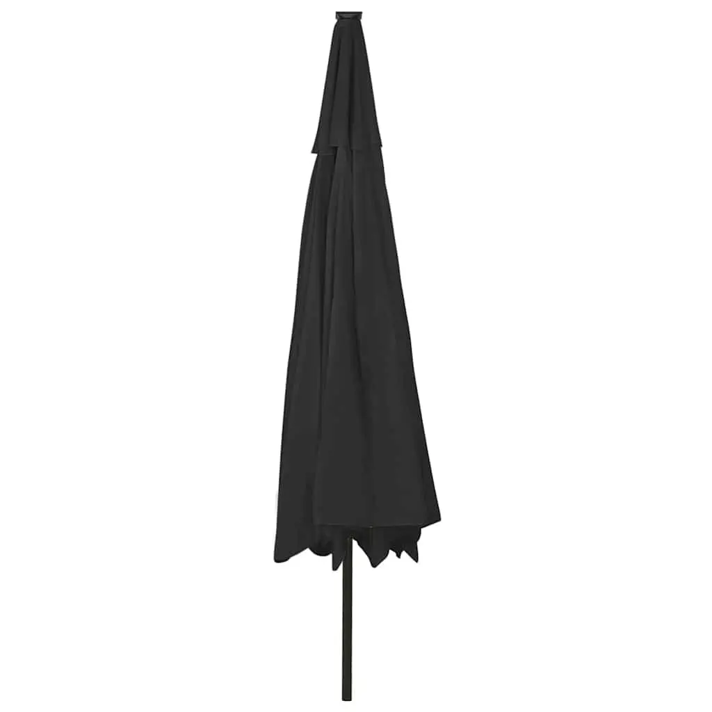 Garden Parasol 400cm LED Lights Black Crank Outdoor Umbrella Shade