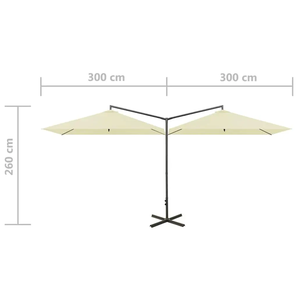Double Garden Parasol Outdoor Sunshade Steel Pole 600x300cm