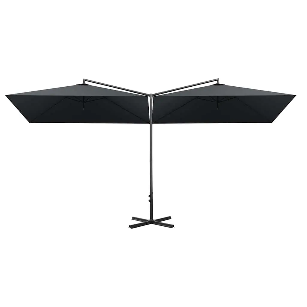 Double Garden Parasol Outdoor Shade 600x300cm Steel Pole Anthracite Sun Canopy