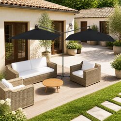 Your Outdoor Space Needs This Double Garden Parasol - Black 600x300cm