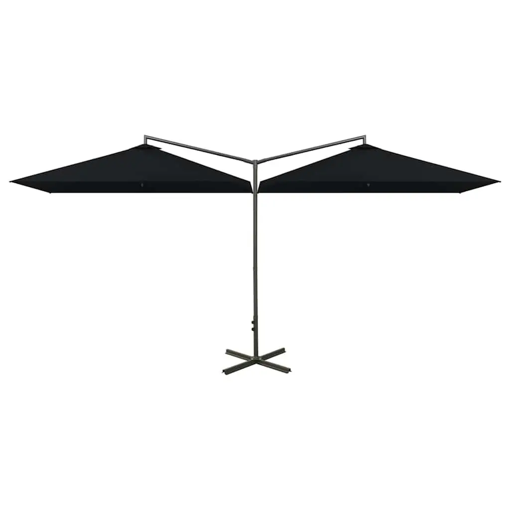Double Garden Parasol Outdoor Sunshade Patio Umbrella Steel Pole Black 600x300cm