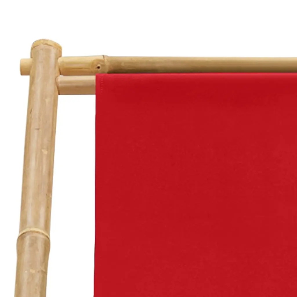 Deck Chair Bamboo Canvas Red Foldable 4-Position