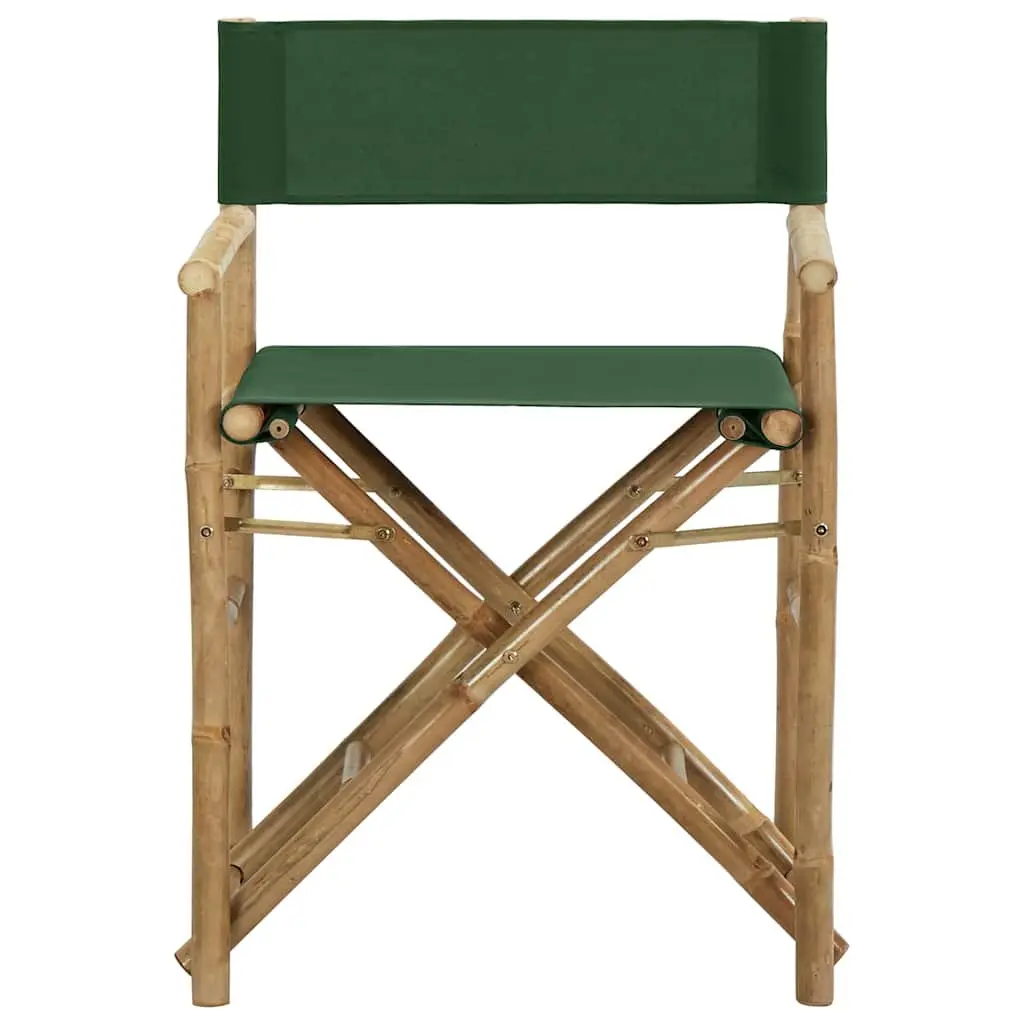 Folding Director's Chairs 2 pcs Green Bamboo Outdoor Garden Patio Seating