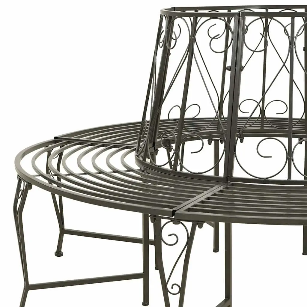 Outdoor Tree Bench Half Round 160cm Grey Steel Garden Circular Seating
