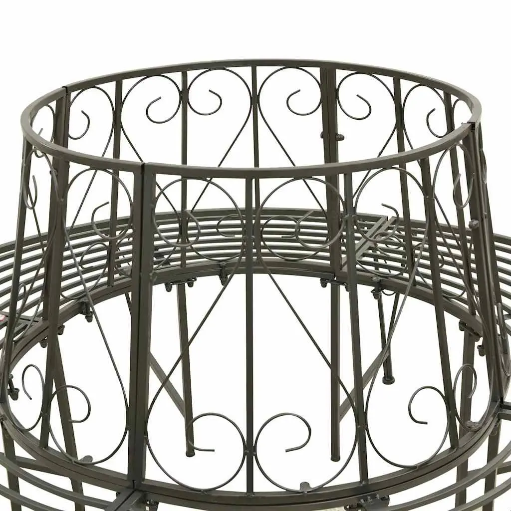 Outdoor Tree Bench Half Round 160cm Grey Steel Garden Circular Seating