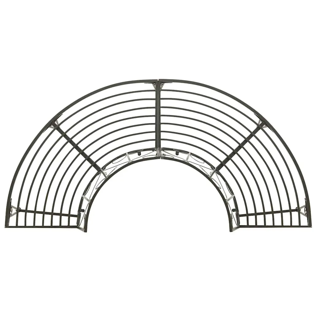 Half Round Tree Bench Grey 160cm Steel Outdoor Seating Garden Furniture