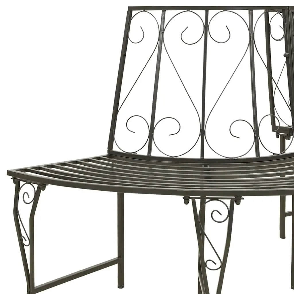 Half Round Tree Bench Grey 160cm Steel Outdoor Seating Garden Furniture