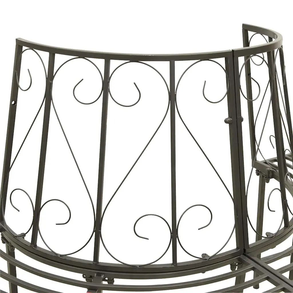 Half Round Tree Bench Grey 160cm Steel Outdoor Seating Garden Furniture