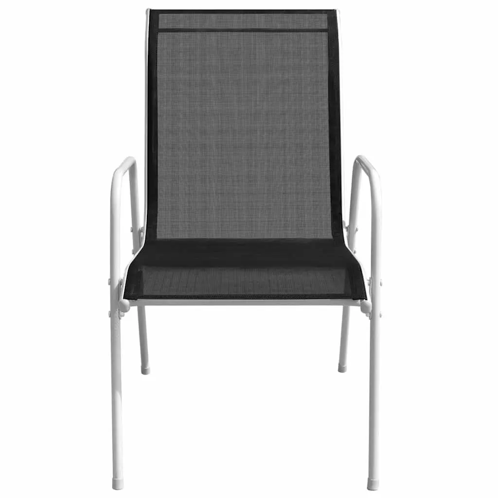 Set of 4 Stackable Outdoor Garden Armchairs Black Steel Textilene Patio Seating