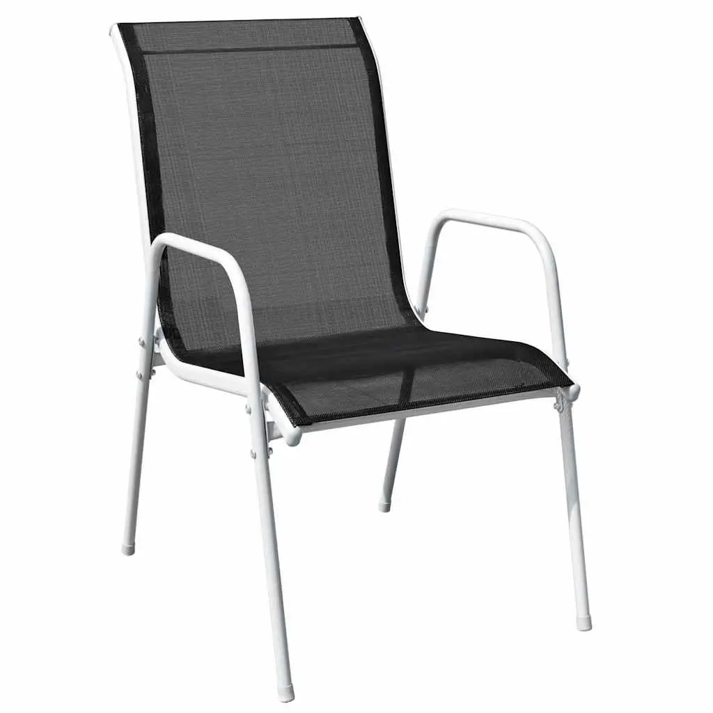 Set of 4 Stackable Outdoor Garden Armchairs Black Steel Textilene Patio Seating