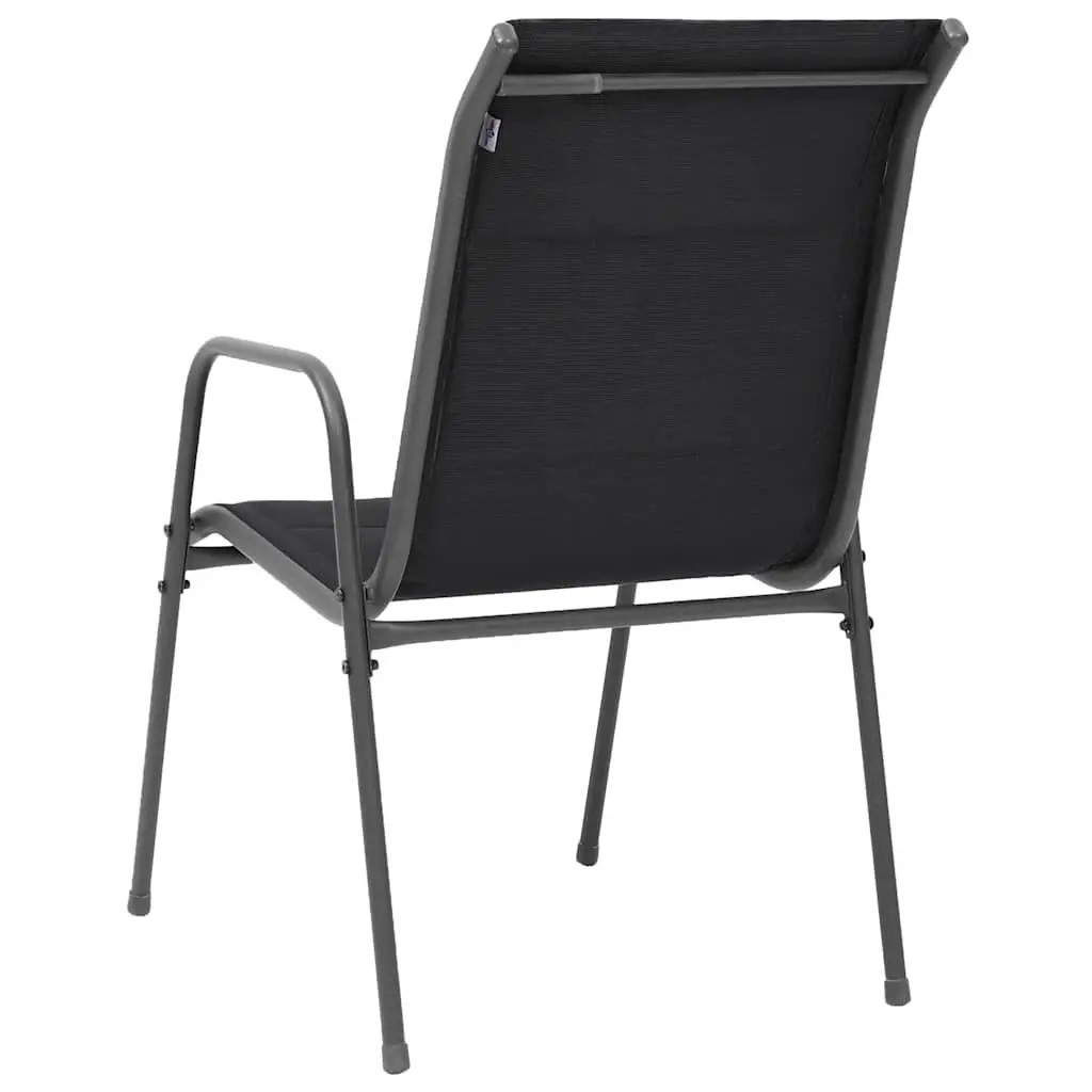 Stackable Outdoor Chairs Powder-Coated Steel Frame Textilene Fabric Black 4 Piece