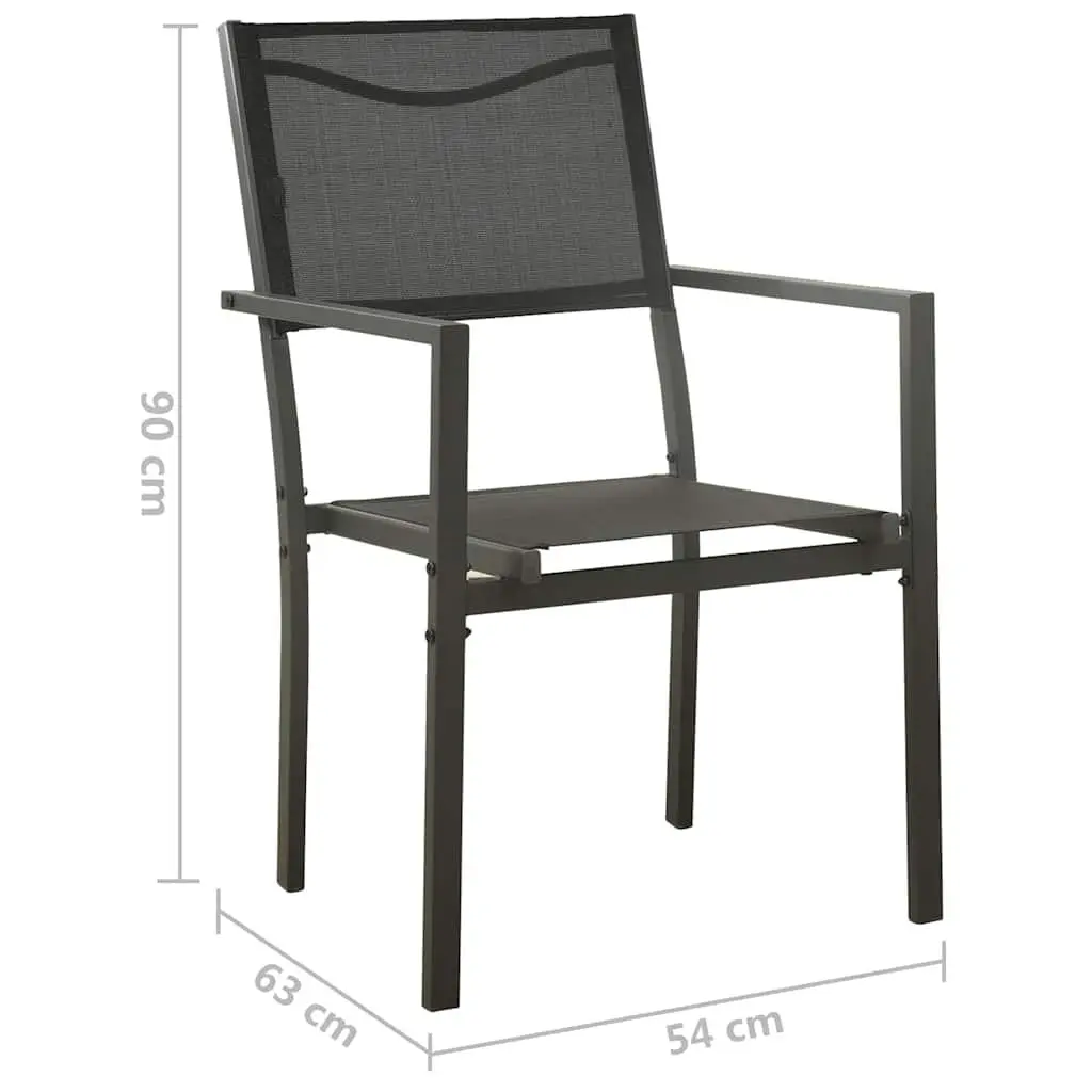 Outdoor Garden Chairs Set of 4 Textilene Steel Patio Seating Black Anthracite
