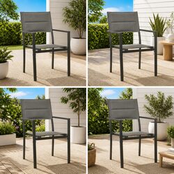 Outdoor Garden Chairs 4 pcs Steel Frame Textilene Seat Patio Seating Grey