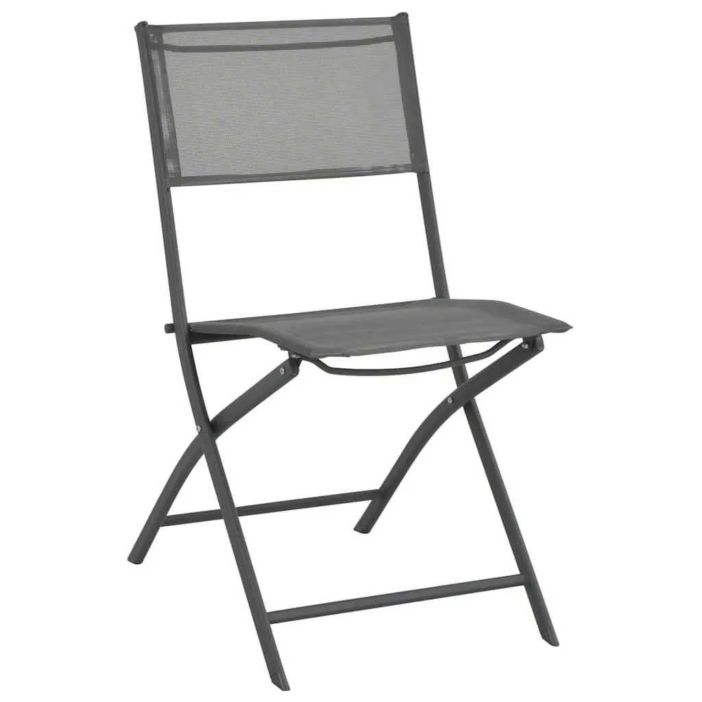 Folding Outdoor Chairs Grey Steel Frame Textilene 4 Piece Garden Seating