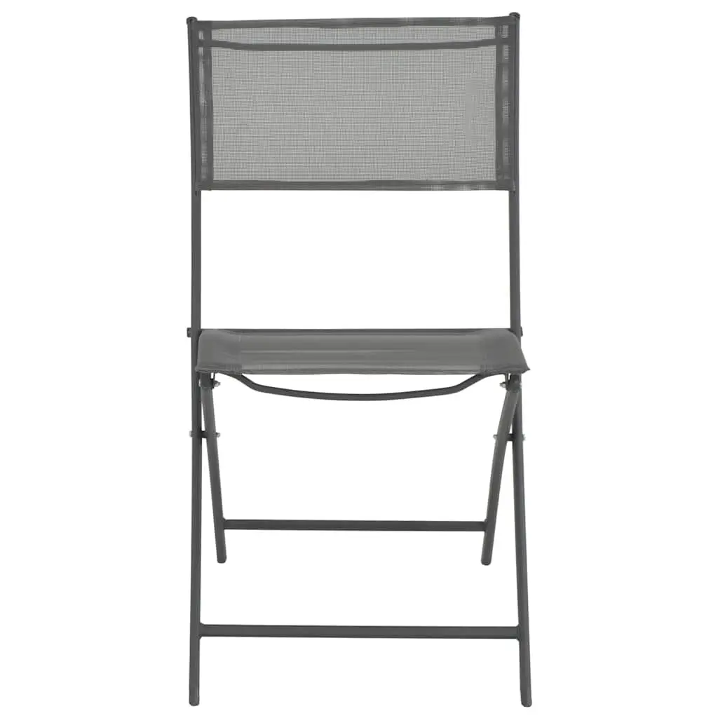 Folding Outdoor Chairs Grey Steel Frame Textilene 4 Piece Garden Seating