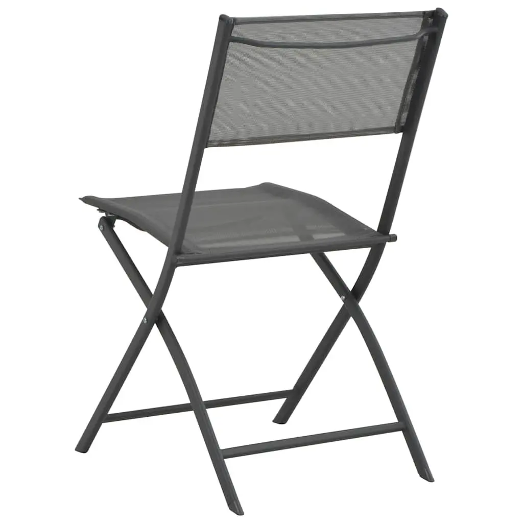 Folding Outdoor Chairs Grey Steel Frame Textilene 4 Piece Garden Seating